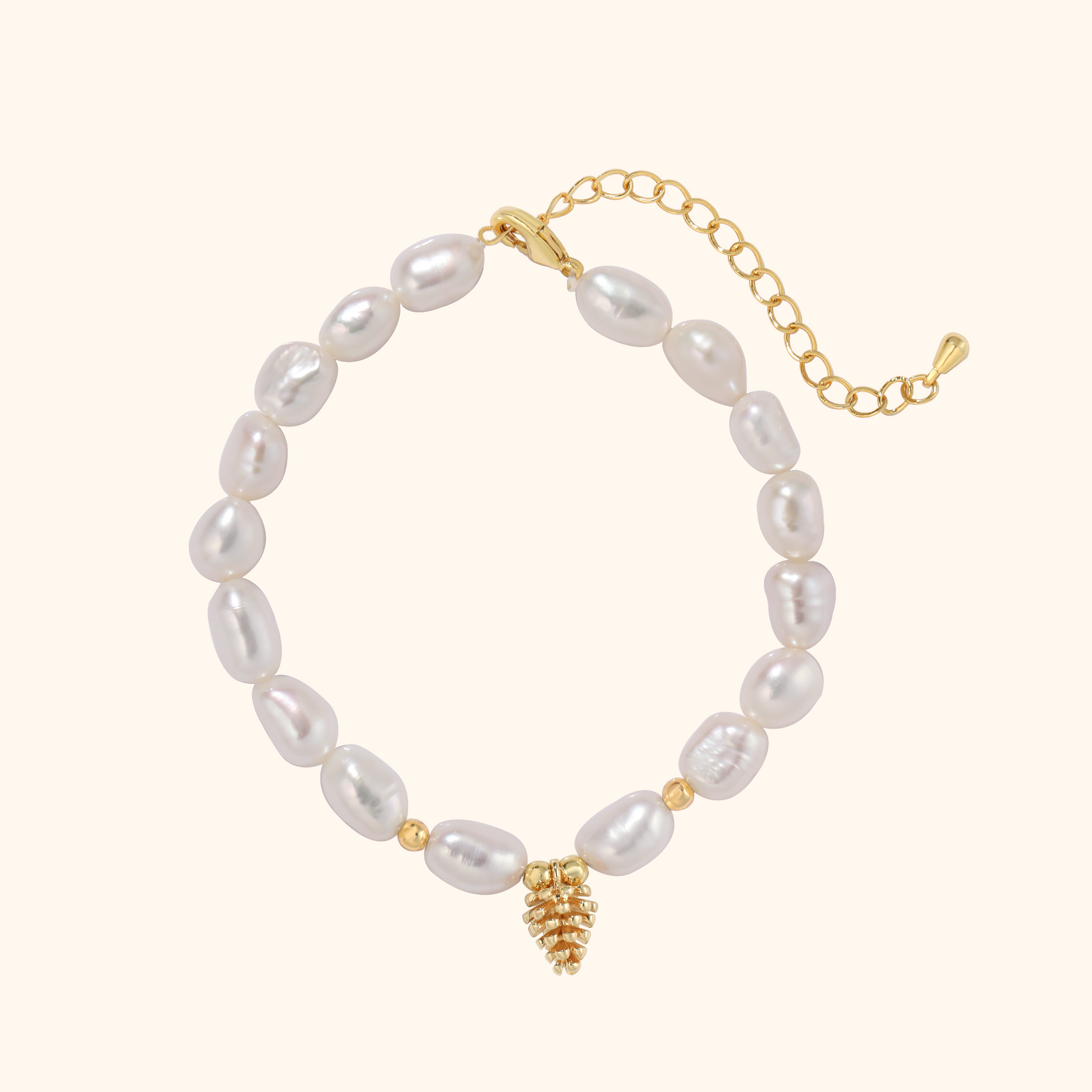 Pinecone Floating Chain Freshwater Baroque Pearl Bracelet