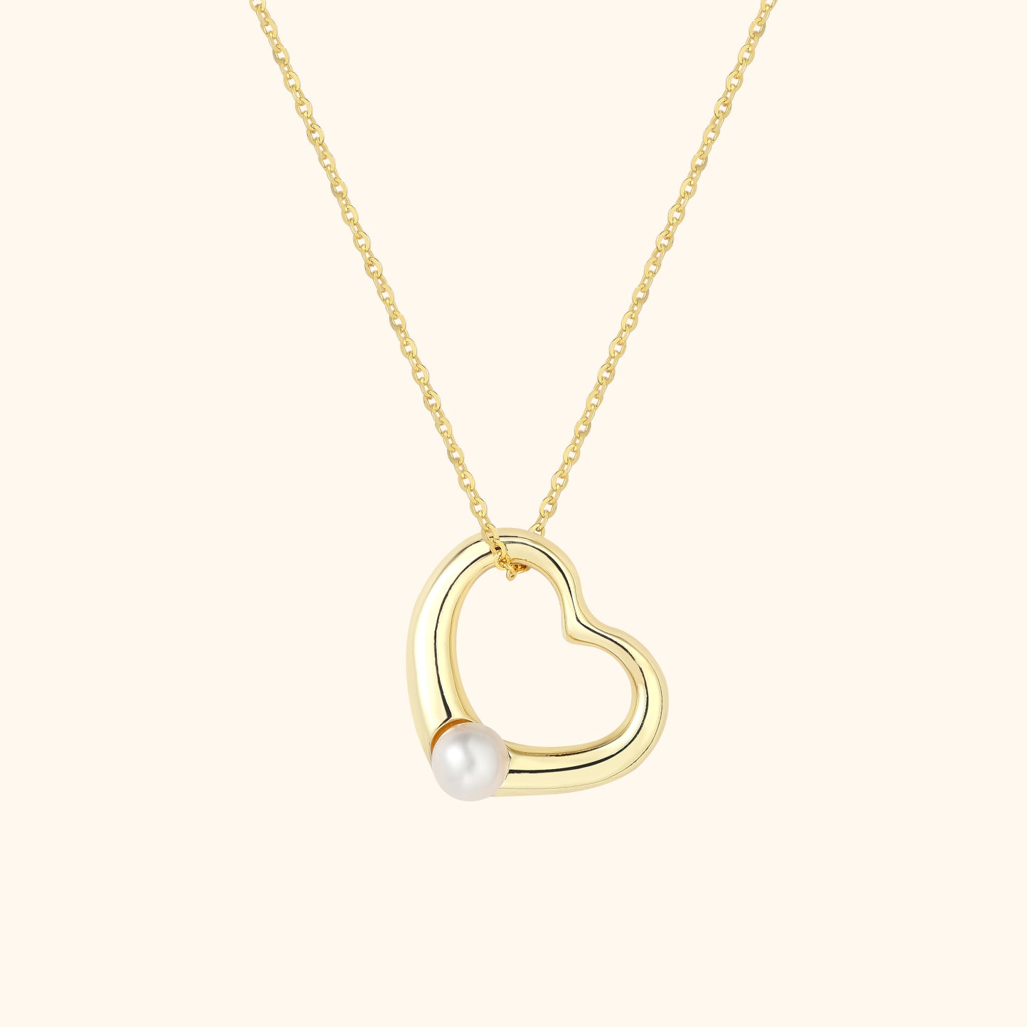 Heart Shaped Pendant Necklace with Freshwater Pearl