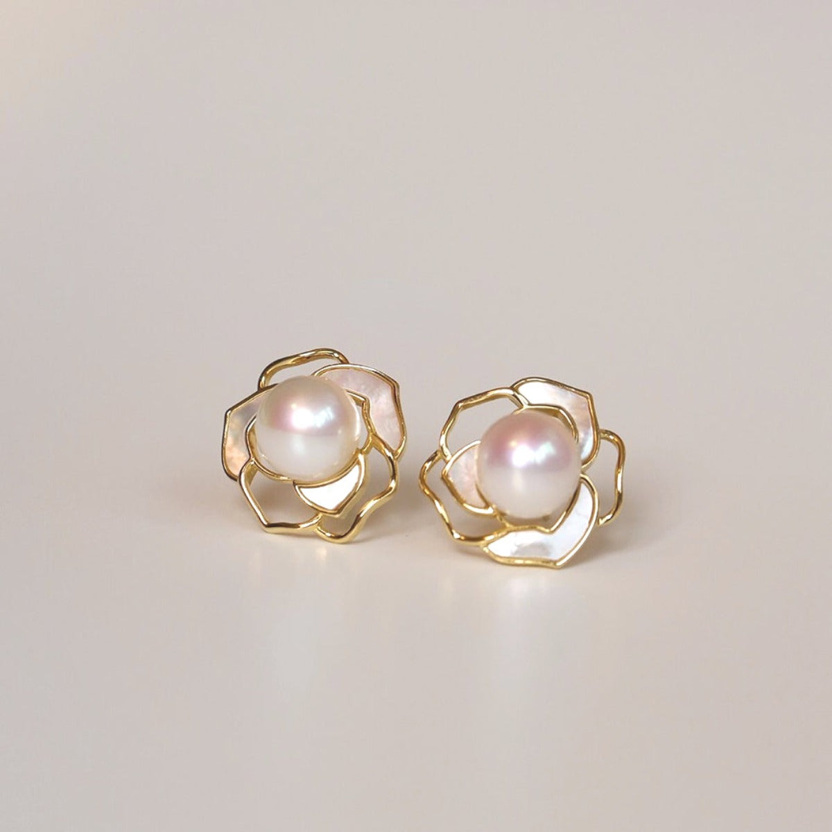 Camellia Pearl Studs Earrings