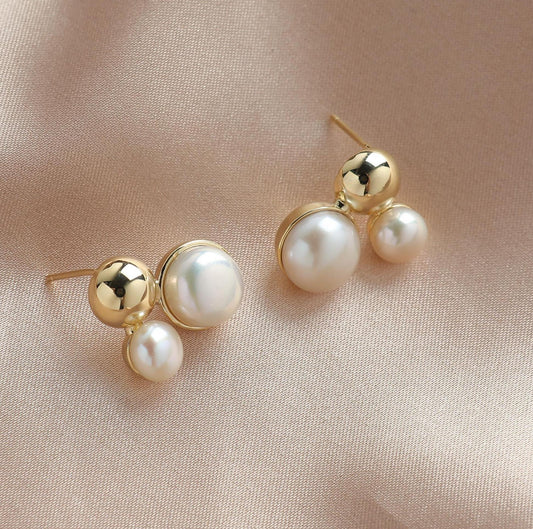 Simple Gold Pearl Earrings