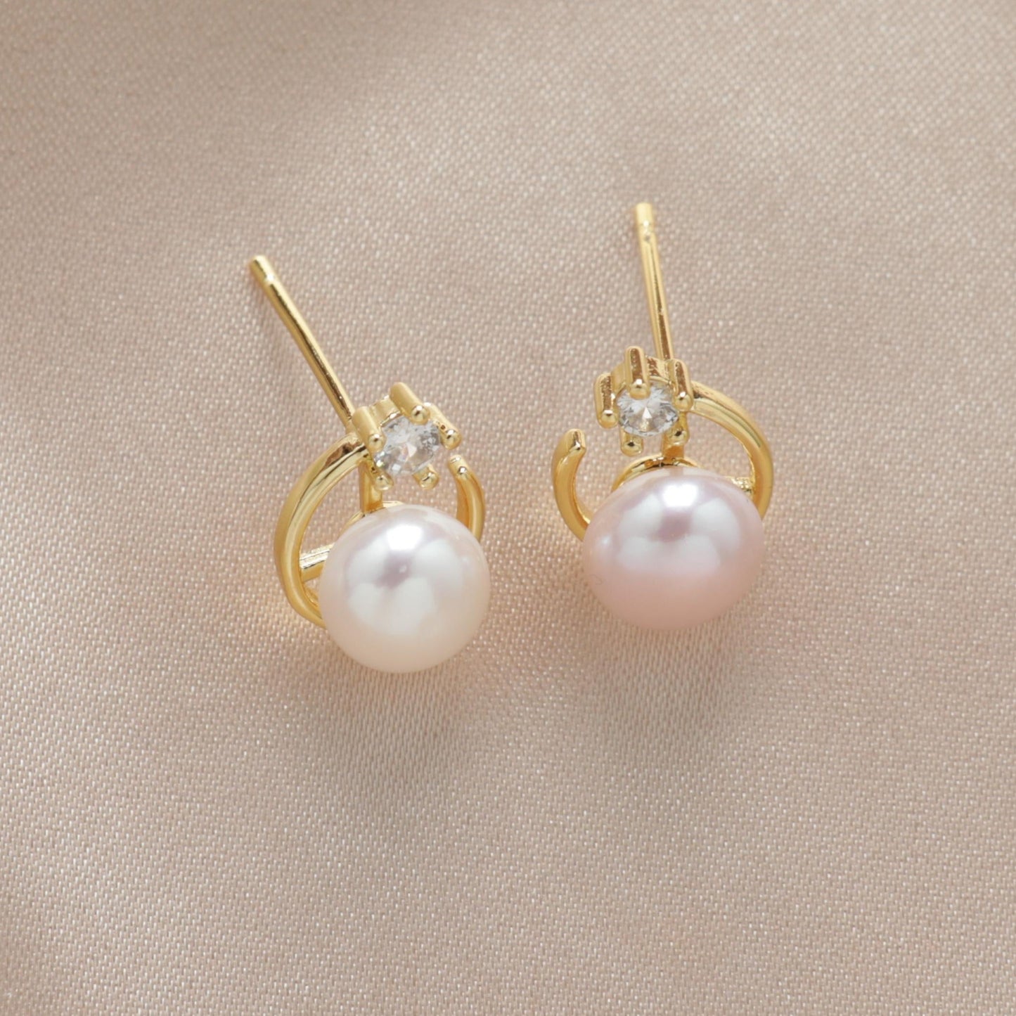 Cluster hoop Moissanite pearl Stud Earrings