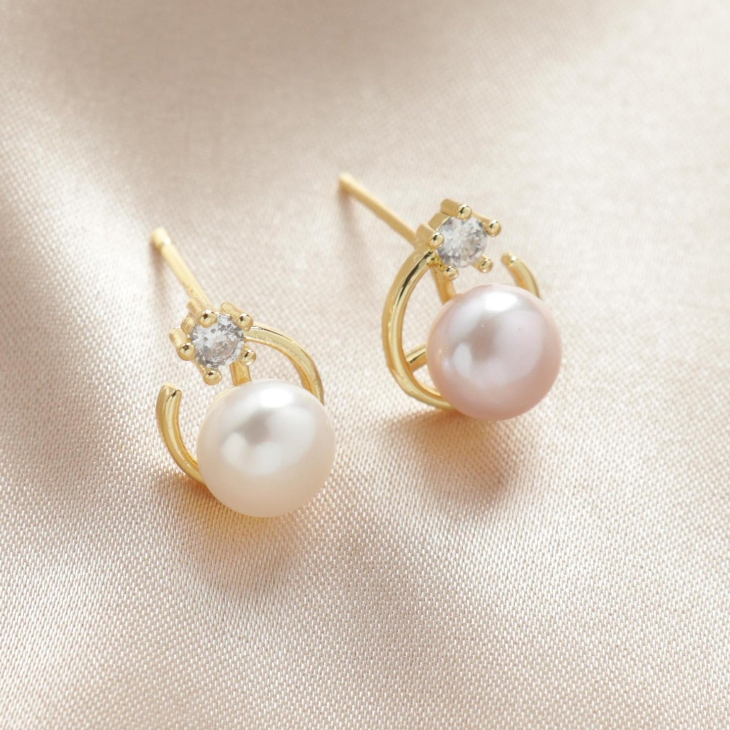 Cluster hoop Moissanite pearl Stud Earrings