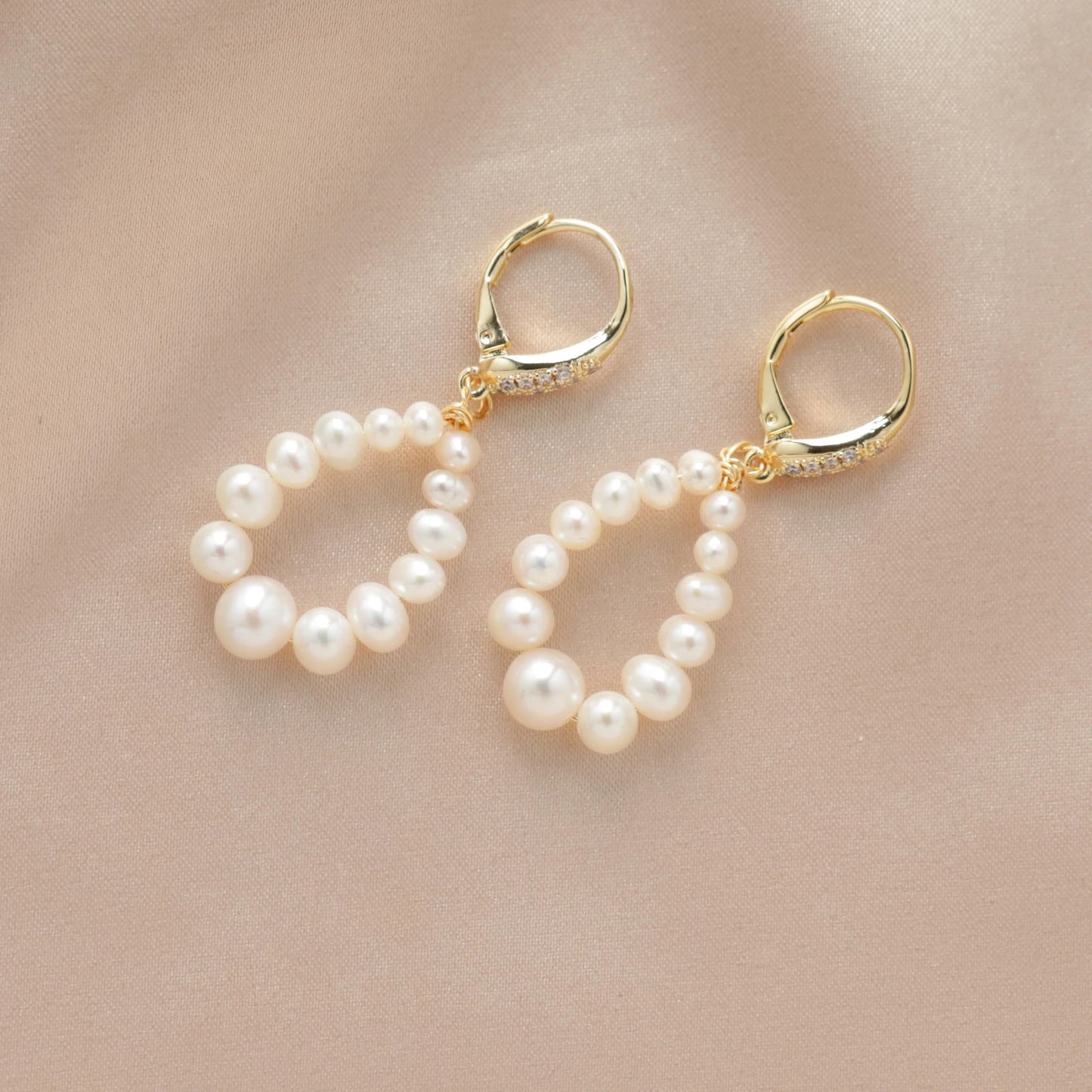 18K Gold Gorgeous Pearls Drop Earrings