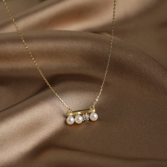 Balance Decade Pearls Diamonds Necklace