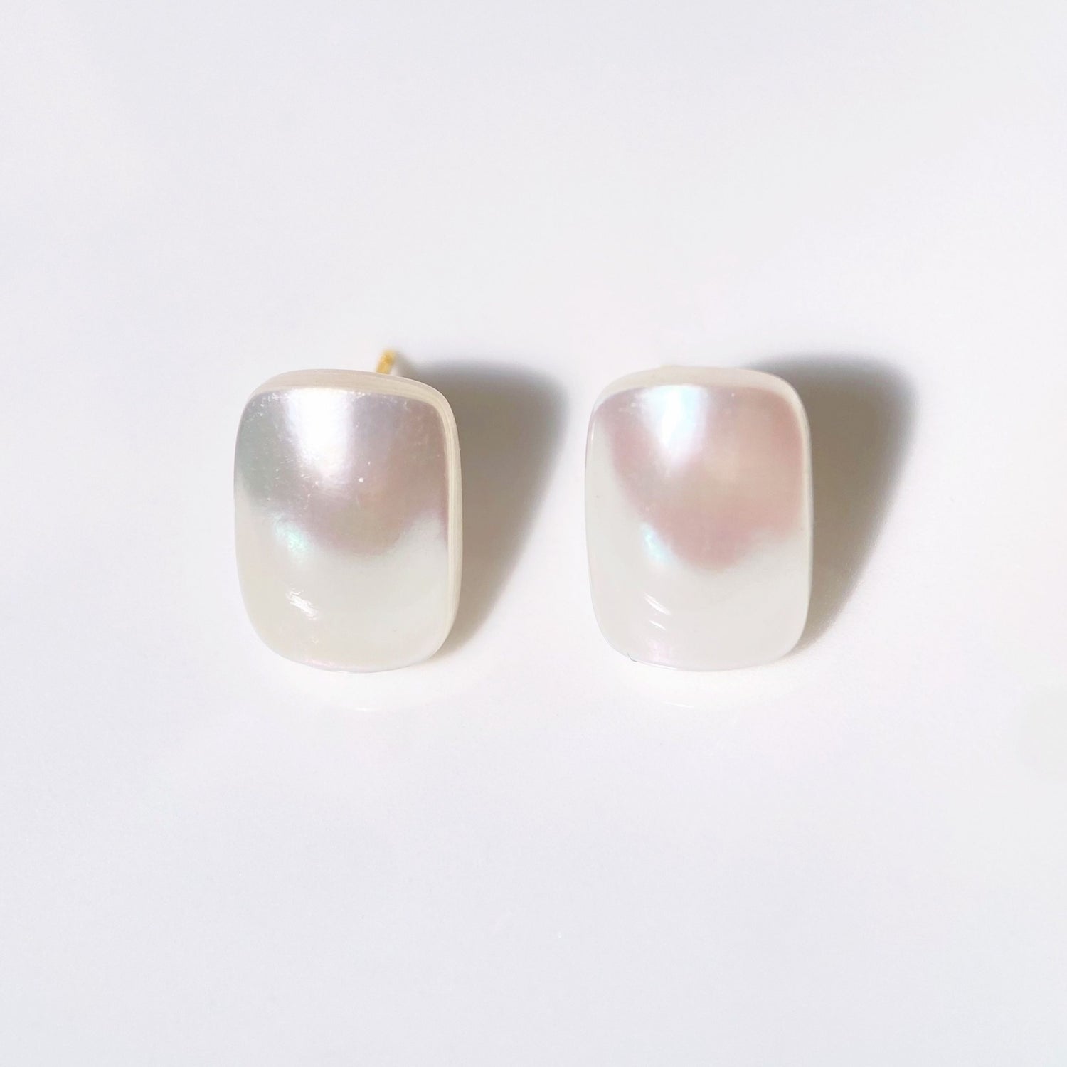 Simple Square Studs Mabe Pearl Earrings