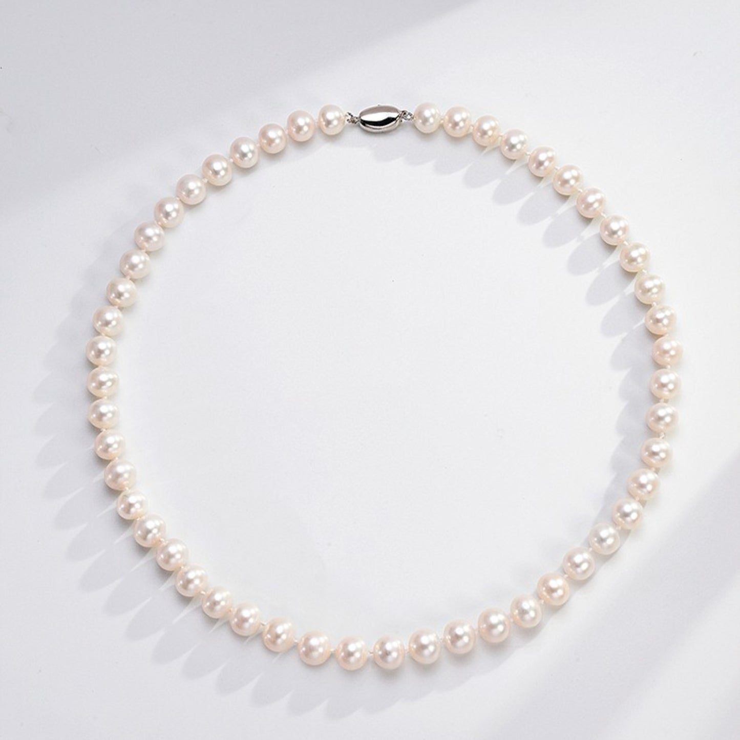 9.5-10mm Approximate Round White Freshwater Pearl Necklace 