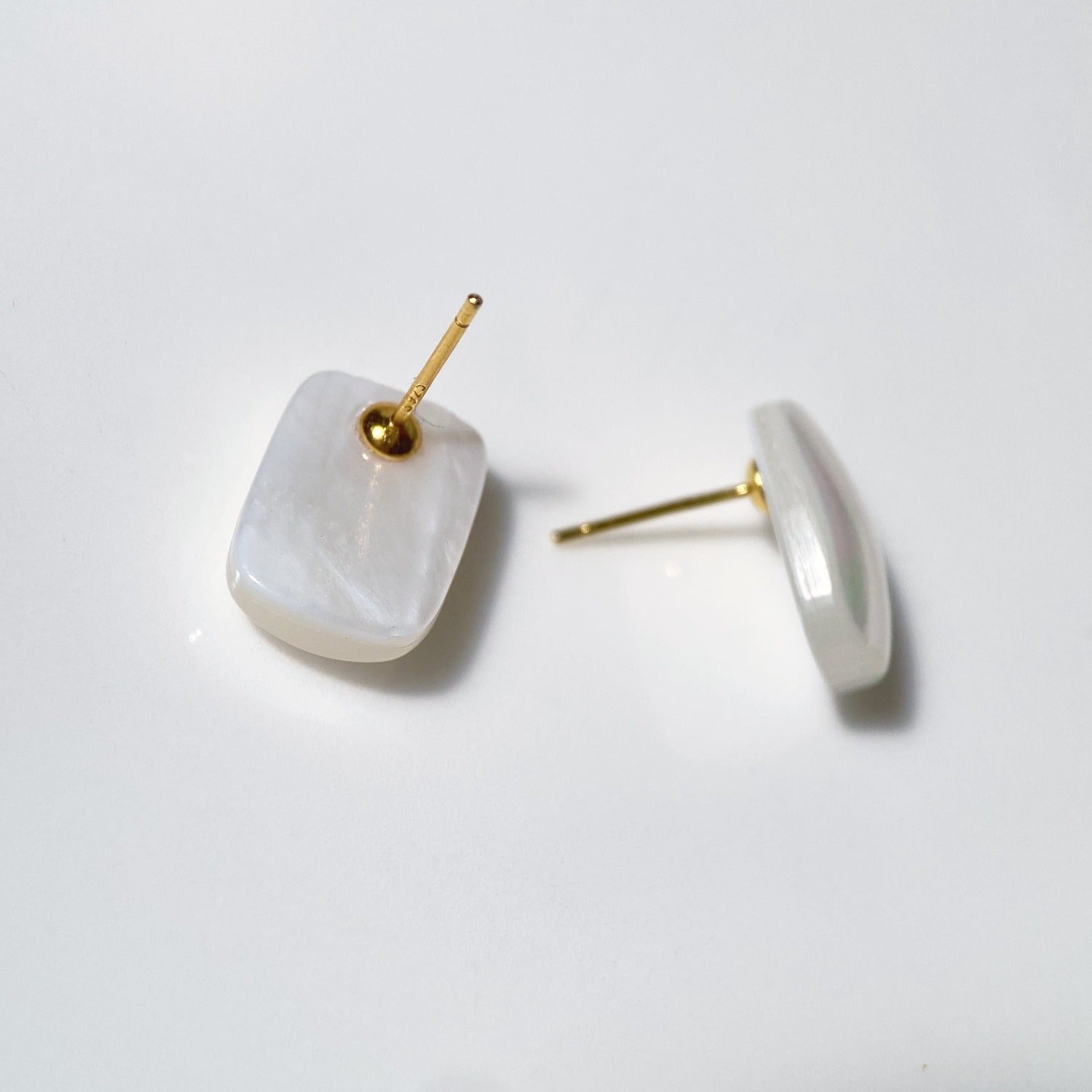 Simple Square Studs Mabe Pearl Earrings