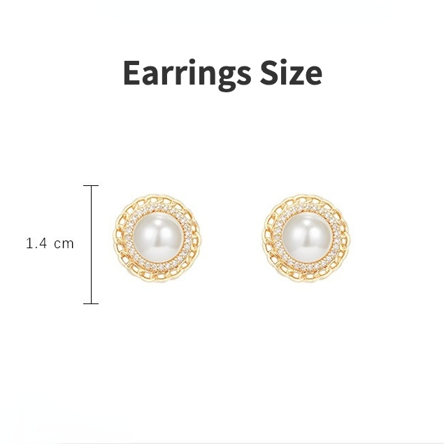 Classic And Elegant Button Pearl Studs Earrings -Size