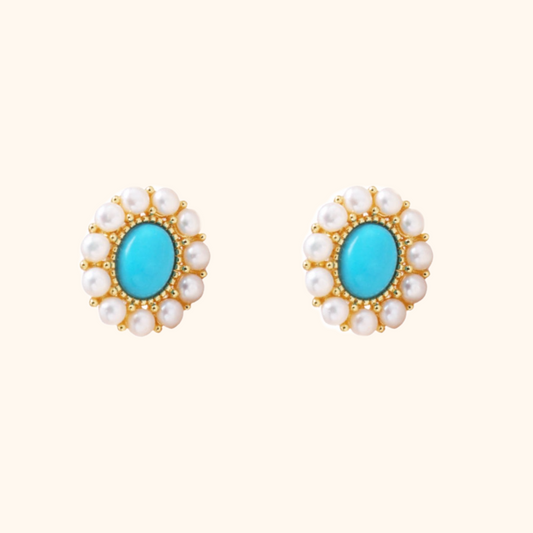 Turquoise Freshwater Pearls Studs Earrings