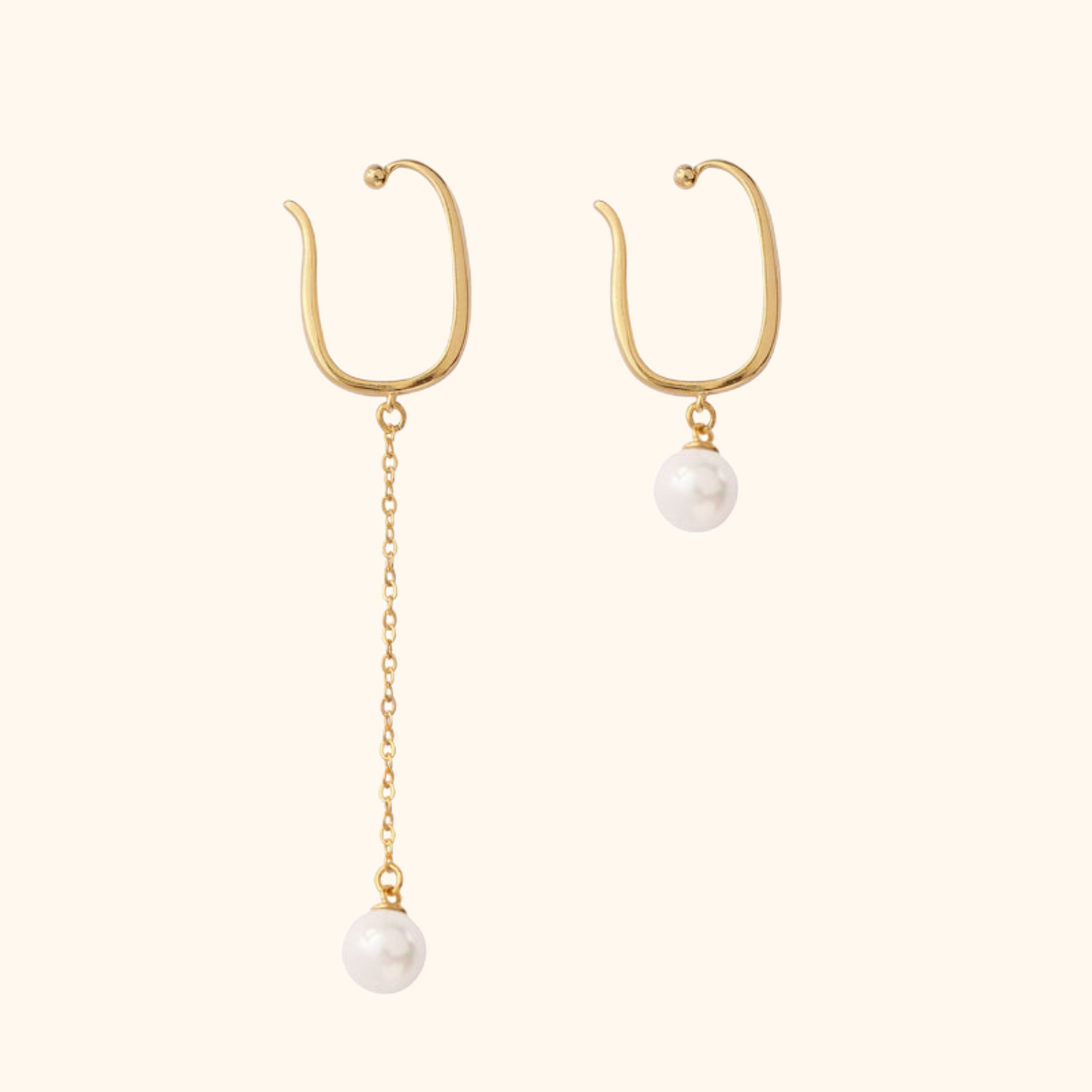 Asymmetric Design Freshwater Pearl Ear Clip No Piercing