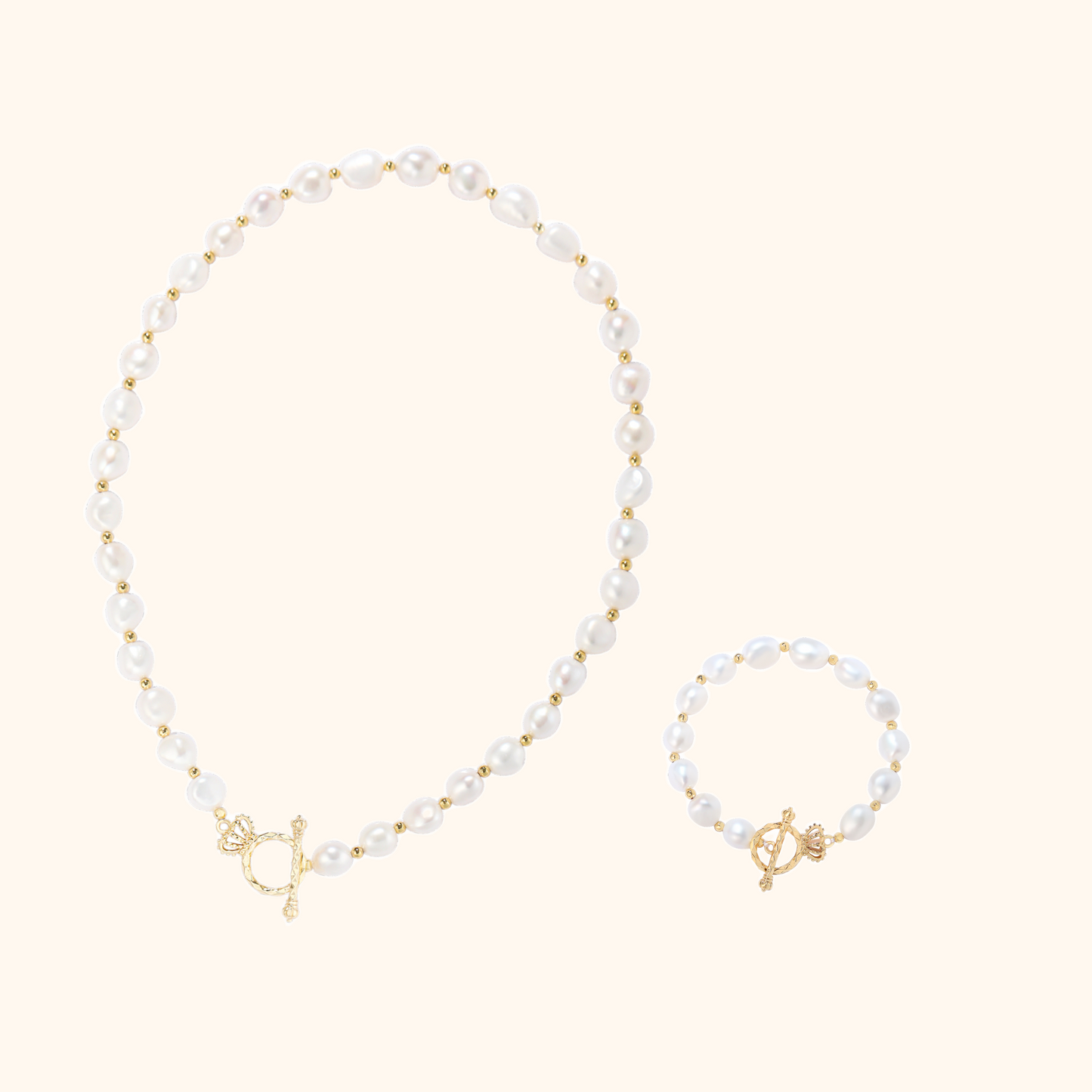 Mini Crown Circle Freshwater Baroque Pearl Set